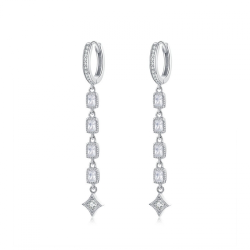 Earrings, 925 silver, gold plated, cubic zirconia