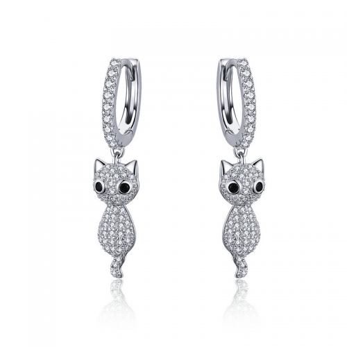 Boucles d'oreilles, argent 925, plaqué or, zircone cubique