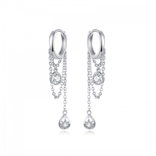 Boucles d'oreilles, argent 925, plaqué or, zircone cubique