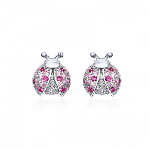 Earrings, 925 silver, gold plated, cubic zirconia