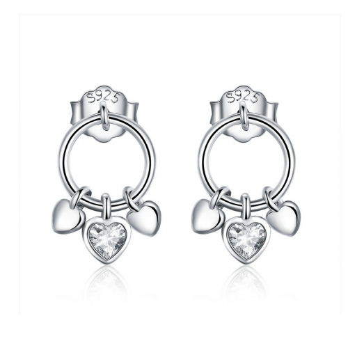 Earrings, 925 silver, gold plated, cubic zirconia