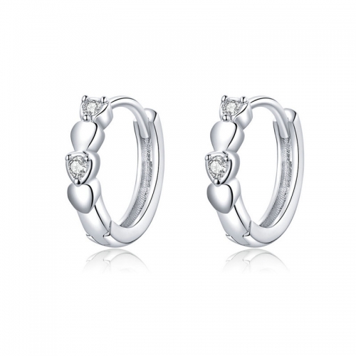 Boucles d'oreilles, argent 925, plaqué or, zircone cubique