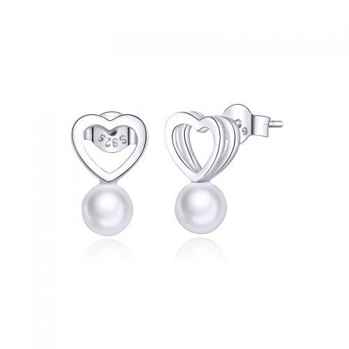 Boucles d'oreilles, argent 925, plaqué or, coquillage perle