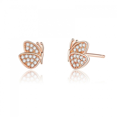 Earrings, 925 silver, gold plated, cubic zirconia