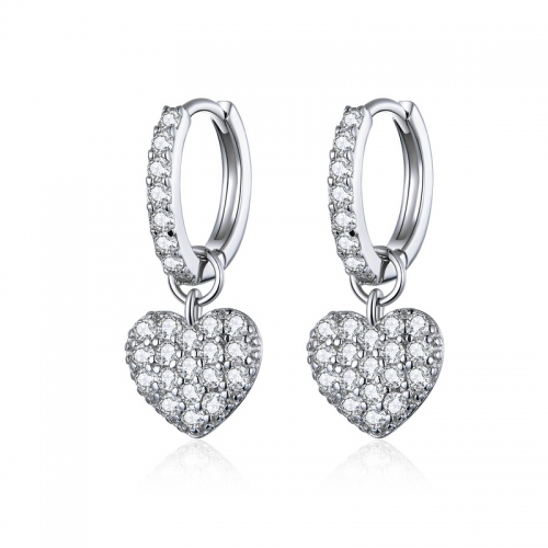 Boucles d'oreilles, argent 925, plaqué or, zircone cubique