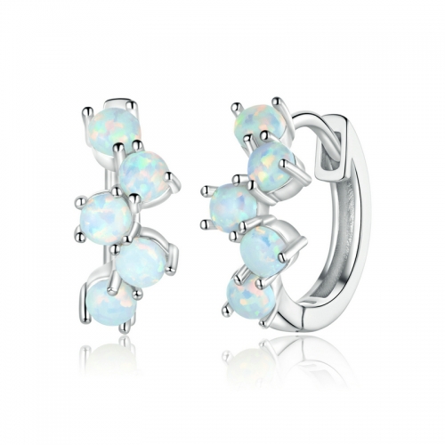 Earrings, 925 silver, gold plated, opal