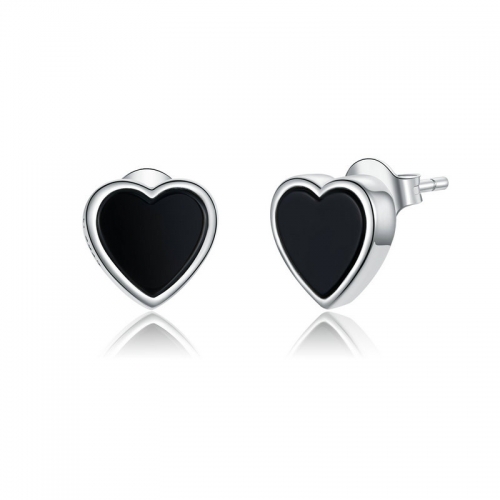 Boucles d'oreilles, argent 925, plaqué or, agate noire