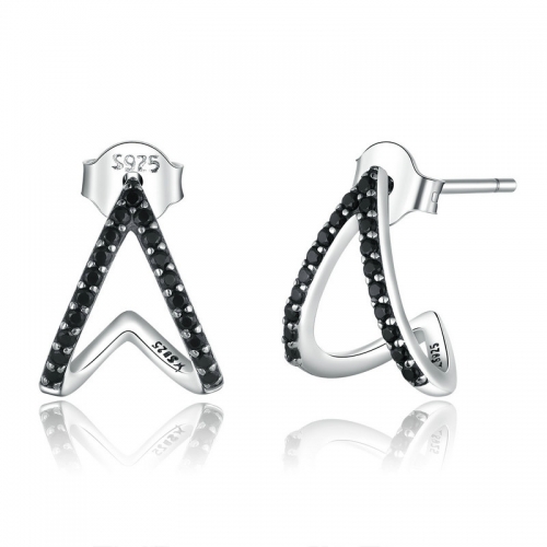 Boucles d'oreilles, argent 925, zircone cubique