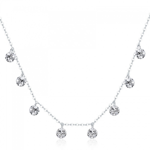 Necklace, 925 silver, gold plated, cubic zirconia