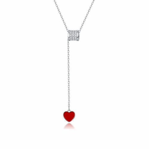 Necklace, 925 silver, gold plated, cubic zirconia, enamel