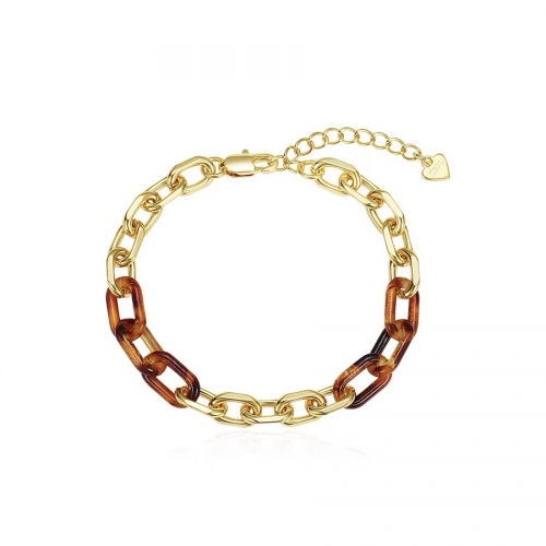 Bracelet, copper, gold plated, resin