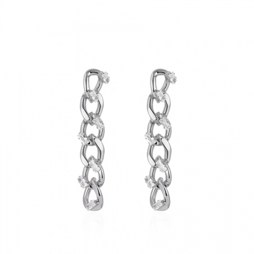 Boucles d'oreilles, cuivre, plaqué or, aiguille argent 925, zircone cubique