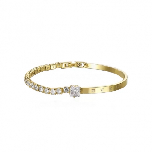 Bracelet, alloy, gold plated, cubic zirconia