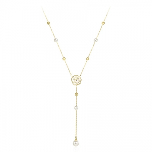 Collier, argent 925, plaqué or, nacre