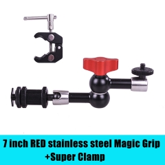 7'Red Stainless Steel Magic Grip+Super Clamp