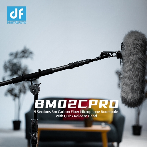 BM02C PRO 5 Sections 3m Carbon Fiber Microphone Boompole with Quick Release Head