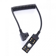 ZZ19 0.5-1m Coiled Male D-TAP to 4 Port Female D-Tap Splitter with 1/4"-20 Screw