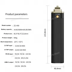 ZGCINE H90 Power Supply Handle Battery Grip 6000mAh 14.8V 88.8Wh For Photography Light