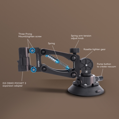 SNIPER-POCKET Z Axis Car Damping Spring Arm with Suction Cup for