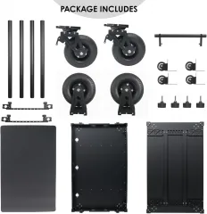 300kg Payload Video Production Camera Cart Collapsible Mobile Workstation 8" Wheel