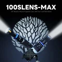 Standard Bowen Mount Projection Attachment Snoot with 36/33° Lens for COB LED Light with 4 Leaves Barndoor Insert Aputure Storm 400X