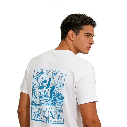 FTW DIGITALFOTO Brand White T-Shirt with Fashion Design