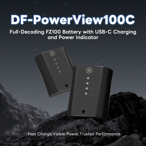 DF-PowerView100C Sony NP-FZ100 2600mAh Battery with USBC Power-Inand Battery Capacity Indicator