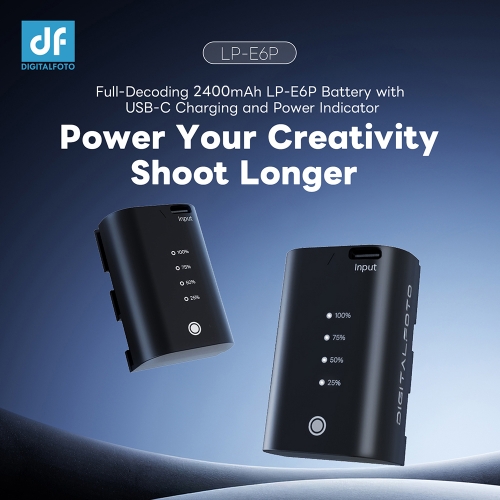 DF-POWERVIEWE6C Canon LP-E6P Battery with Battery Indicator and Power Input 2600mAh