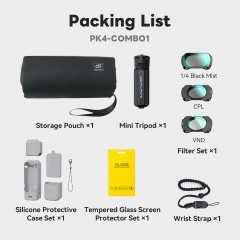 3 Filters + Silicone Case + POP-1 Tripod + Wrist Strap + Carry Case + Tempered Glass