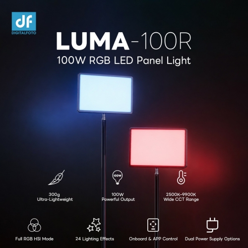 DIGITALFOTO LUMA-100R 2500K–9900K 100W RGB LED Panel Light with APP Control