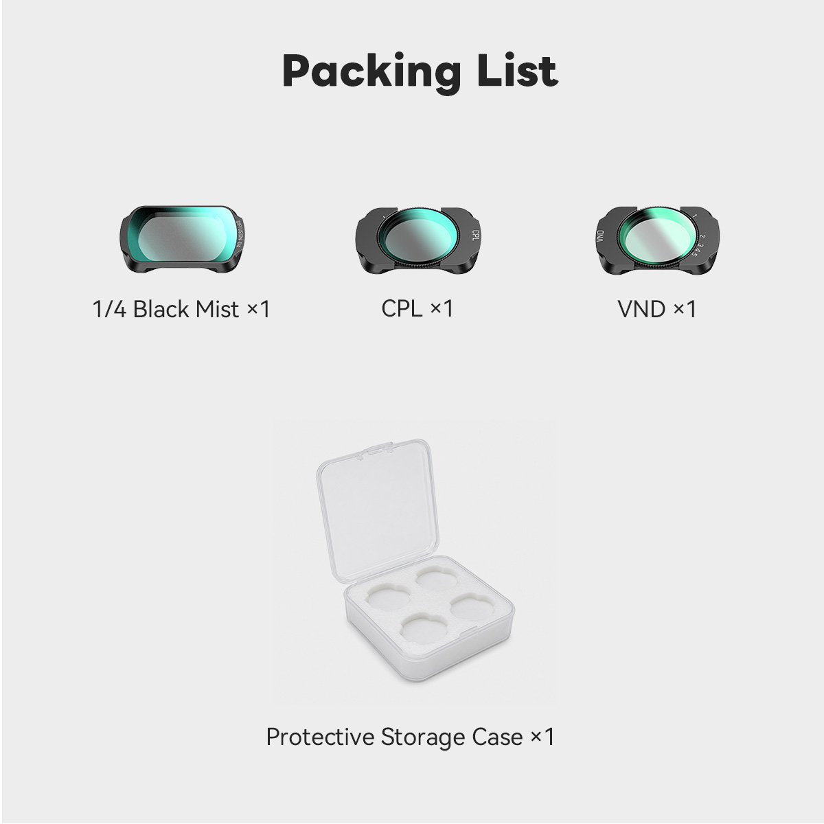 CPL, VND,& 1/4 Black Mist Filters with Storage Case