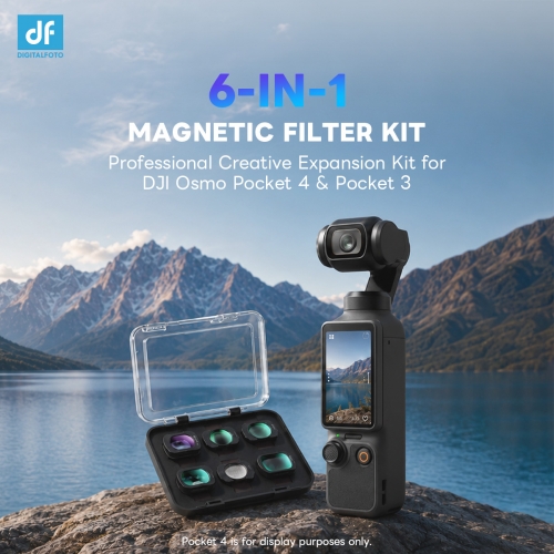 PK4-FT3 PK4-FT6 6-in-1 Magnetic Filter Kit Compatible with DJI Osmo Pocket 3 & Pocket 4, 0.72X Wide-Angle Lens, Macro Lens, CPL, VND, Star & 1/4 Black