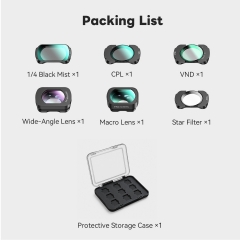 0.72X Wide-Angle Lens, Macro Lens, CPL, VND, Star & 1/4 Black Mist Filters with Storage Case