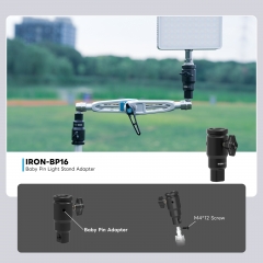 IRON-BP16 16mm Diameter Baby Pin Lighting Adapter for DIGITALFOTO IRON-307QD IRON-311QD Magic Arm