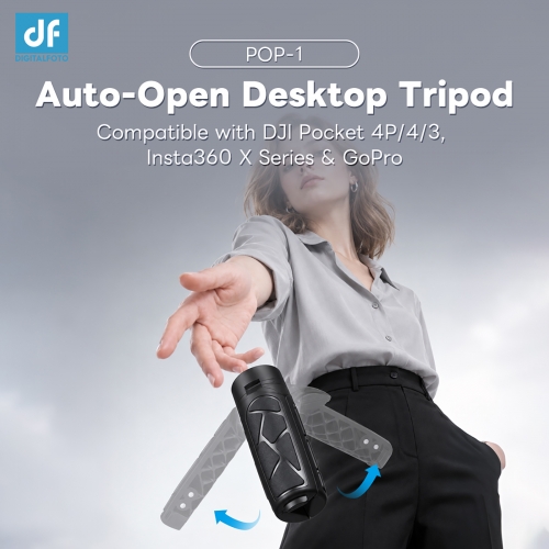 POP-1 AUTO-OPEN DESKTOP TRIPOD Quick-Deploy Support for OSMO Pocket 3/OSMO Pocket 4, Smartphone & Compact Cameras