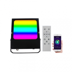 WIFI & RF Wireless remote control RGB+CCT lights flood LED 40W 60W 80W 100W ETL 5 years warranty, 100-277VAC