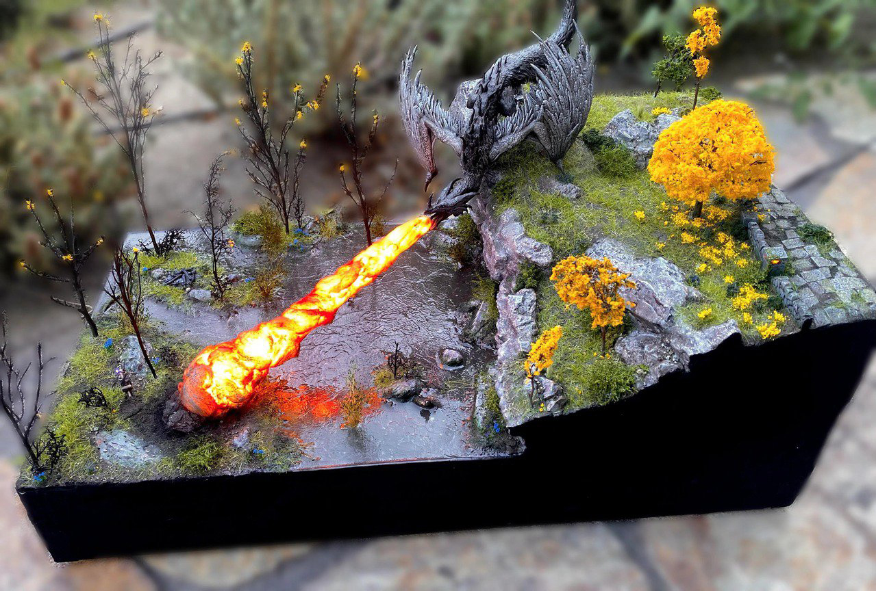 Пользователи сети умело завершили модель столкновения с летающим драконом «Aerdun's Circle» и реализовали огонь летающего дракона с помощью светодиодн
