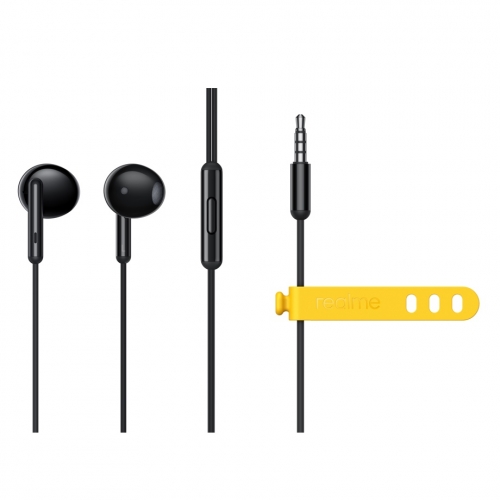 Realme Buds 2 Black 11.2mm Bass Boost Driver Dual Built-in Magnets 3.5 mm Wired Earphone Sports Music Games No Delay Headphones