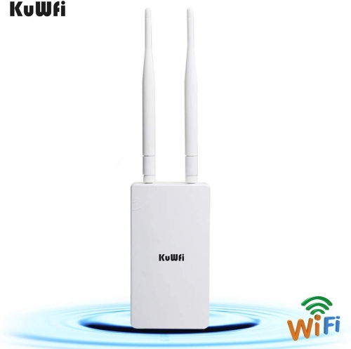 KuWFi 300Mbps Outdoor CPE Bridge Long Range WiFi Hotspot Outdoor Wireless Access Point Omnidirectional Coverage WiF Signal 48V POE