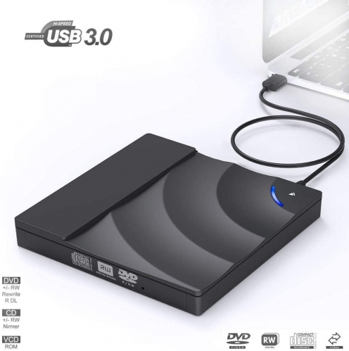 Roll over image to zoom in USB3.0 External DVD CD Drive Burner Player, High Speed Data Transfer Portable DVD Reader Touch Control External Optical