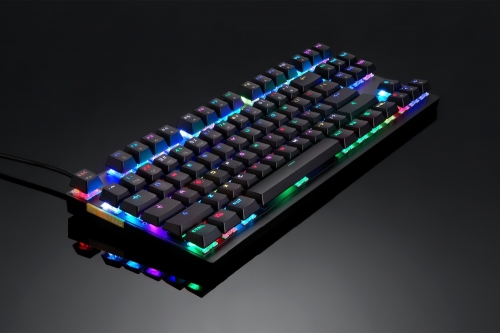 Mechanical Keyboard Backlit RGB LED Wired Computer Gaming Keyboard,Blue/Red Switches, 87 Keys N-Key Rollover (Black and Pink)