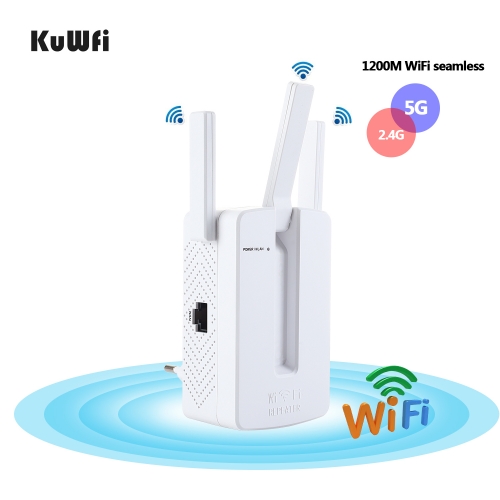 KuWFi Wifi Repeater 1200Mbps Dual Band 802.11AC Wi-Fi Amplifier Long Range Wi fi Signal Booster 2.4G Wireless Extender AP Router