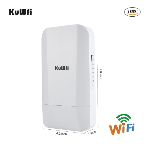KuWFi 2.4G 300Mbps Outdoor Wireless Bridge Point to Point 1-2KM Router with Gigabit RJ45 port IP65 waterproof 24V POE Adapter