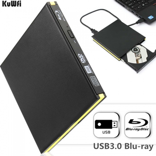 Kuwfi externo blu-ray drive usb 3.0 bluray burner BD-RE cd/dvd rw writer play 3d blu-ray disco para computador portátil