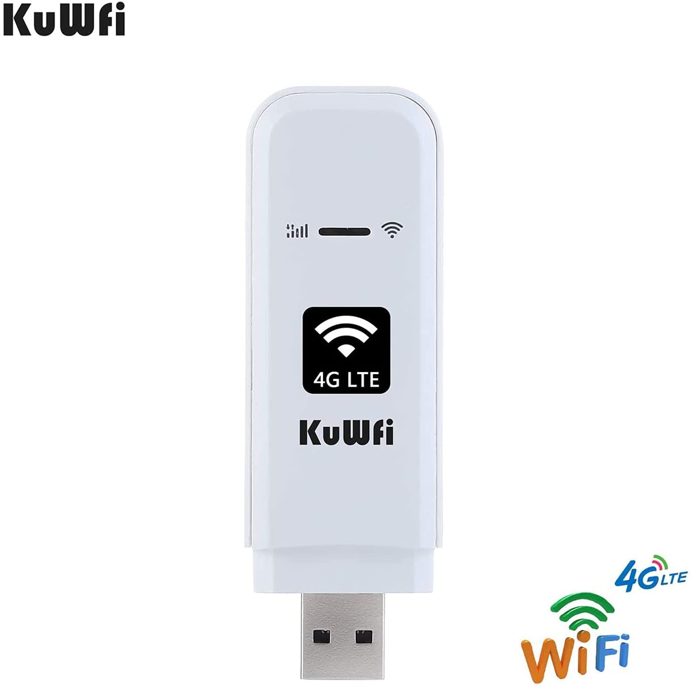 3G de la red de punto de conexión USB de LTE con tarjeta SIM Soporte FDD LTE B1/B3/B7/B8/B20 4G Dongle,KuWFi Hotspot de la red inalámbrica del enrutador de WiFi del coche Hotspot 4G 