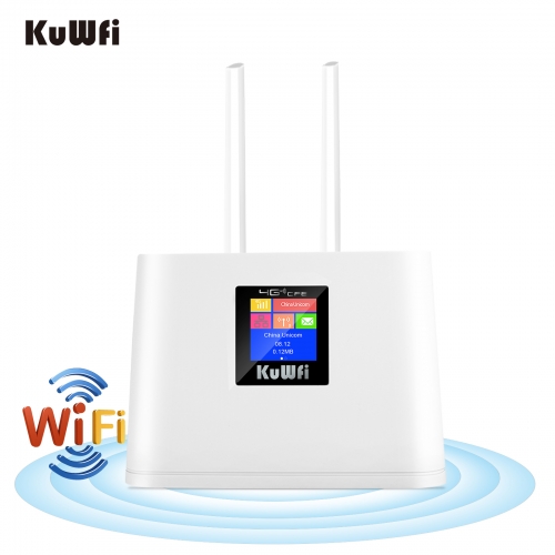 Kuwfi 150mbps router cpe 4g unlocked wireless router cat4 router 2 external antennas wan/lan wifi port router with sim card slot