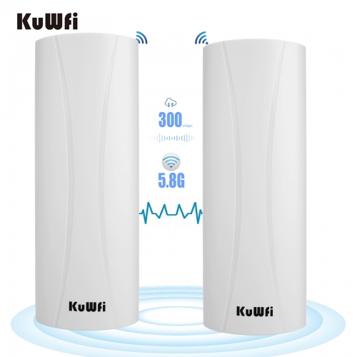 KuWFi Wireless Bridge Router Outdoor 5.8G 1-3KM Long Range Wifi Repeater 300Mbp Wireless Access Point 14dBi Wifi Signal Amplifier