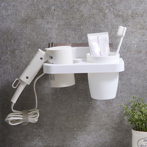 Fashion hair dryer rack free punch bathroom toilet hair dryer bracket plastic seamless wall hanging fan holder