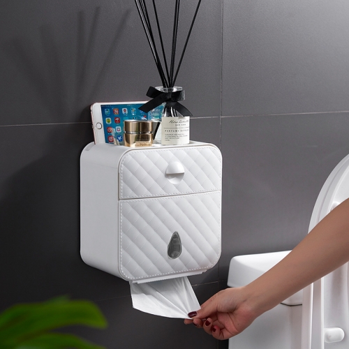 Skin pattern toilet tissue box multi-function seamless double-layer waterproof bathroom drawer tray drawer storage box free