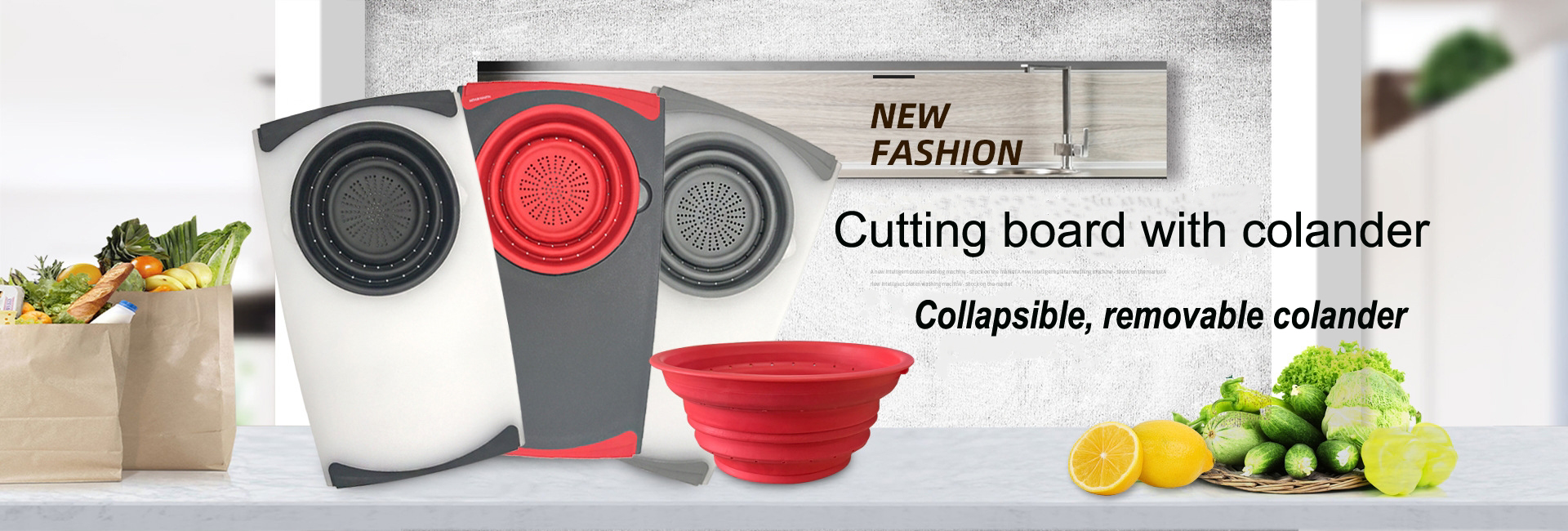 Cutting board with colander